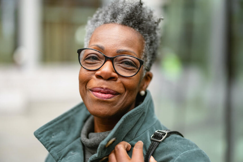 older woman wearing glasses