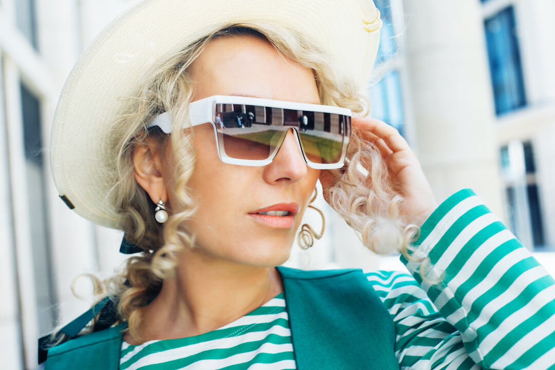 woman wearing fashionable sunglasses