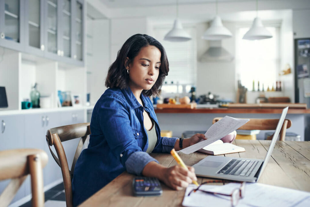 woman doing online research