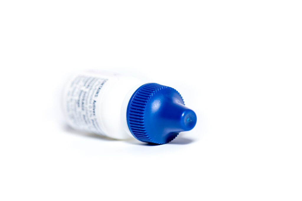 bottle of contact lenses eye drops