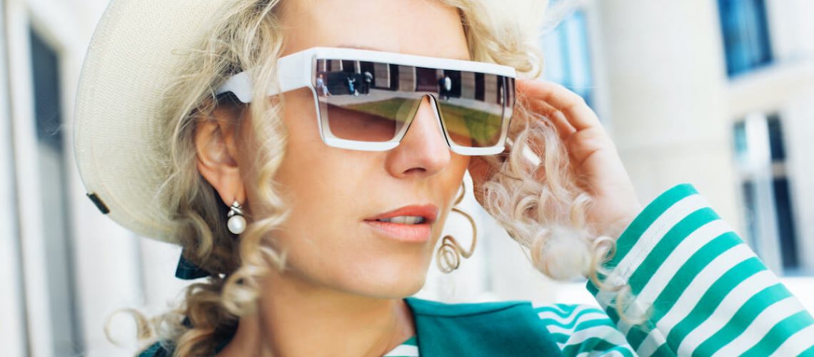 woman wearing fashionable sunglasses